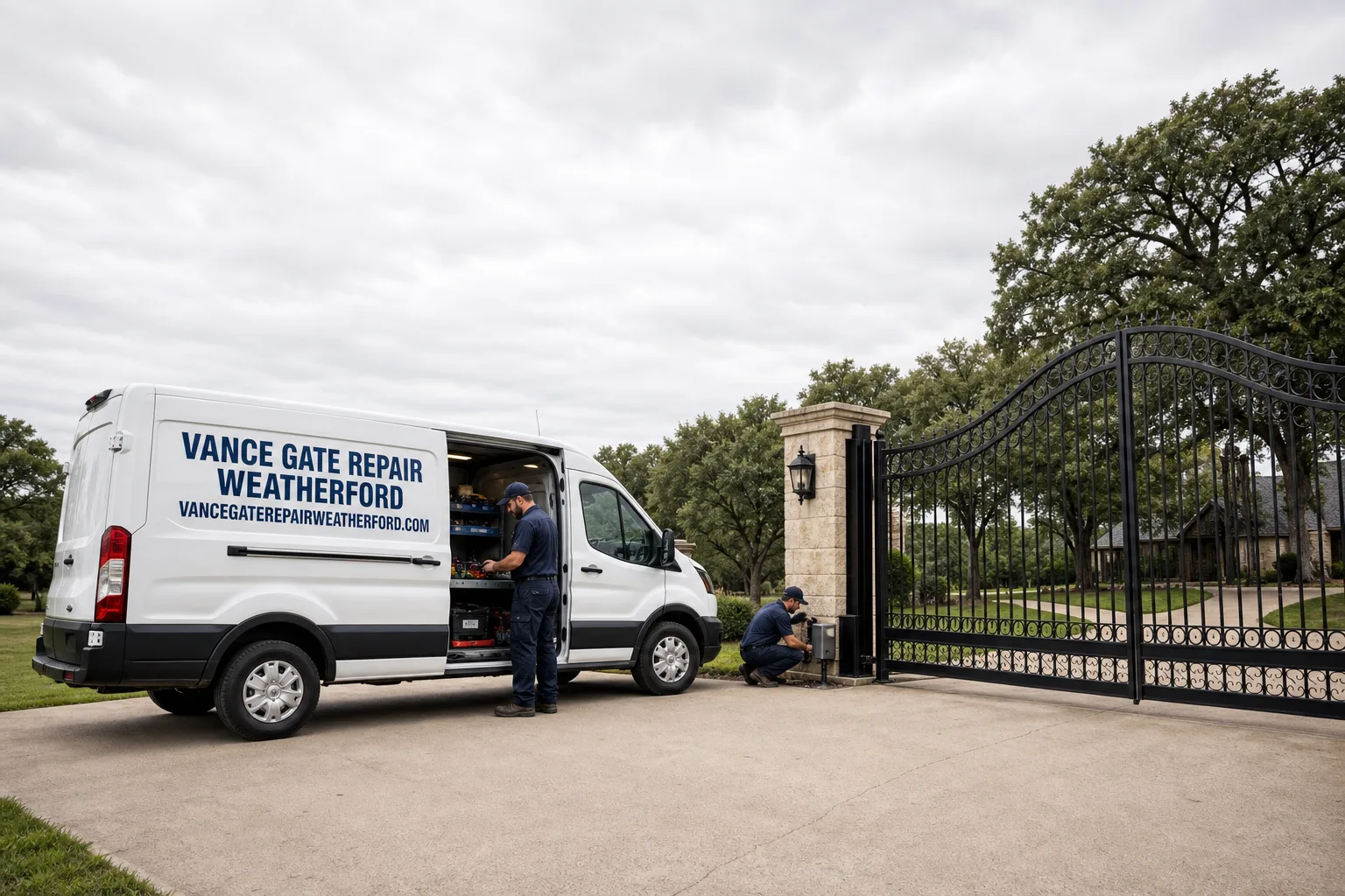 Vance Gate Repair Weatherford gate repair service vehicle and crew in Weatherford, TX